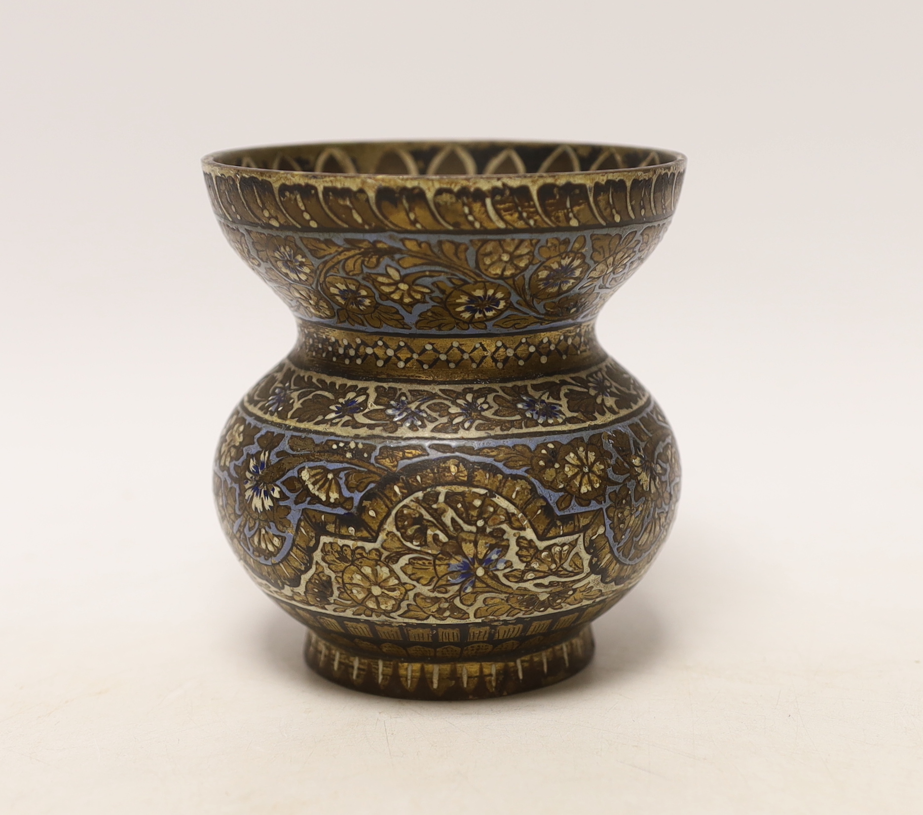 An Indian bronze enamelled vase